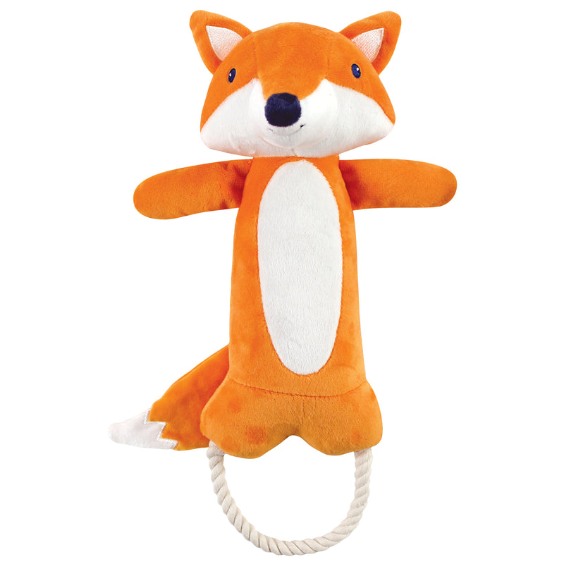 Luvable Friends Squeaky Plush Dog Toy with Rope, Fox