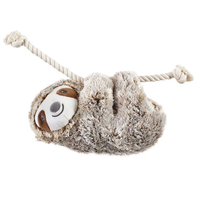 Luvable Friends Squeaky Plush Dog Toy with Rope, Sloth
