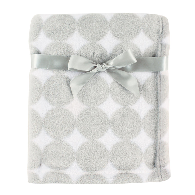 Luvable Friends Coral Fleece Blanket, Gray Dot