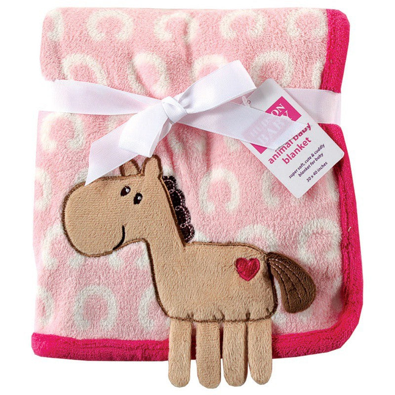 Hudson Baby Plush Blanket, Pink Horse