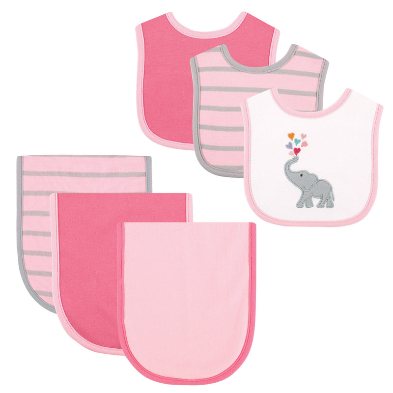 Hudson Baby Cotton Bib and Burp Cloth Set, Elephant