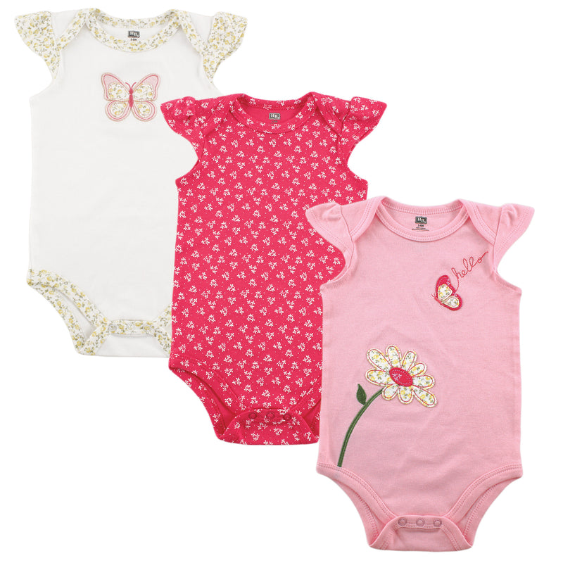 Hudson Baby Cotton Bodysuits, Butterfly 3-Pack