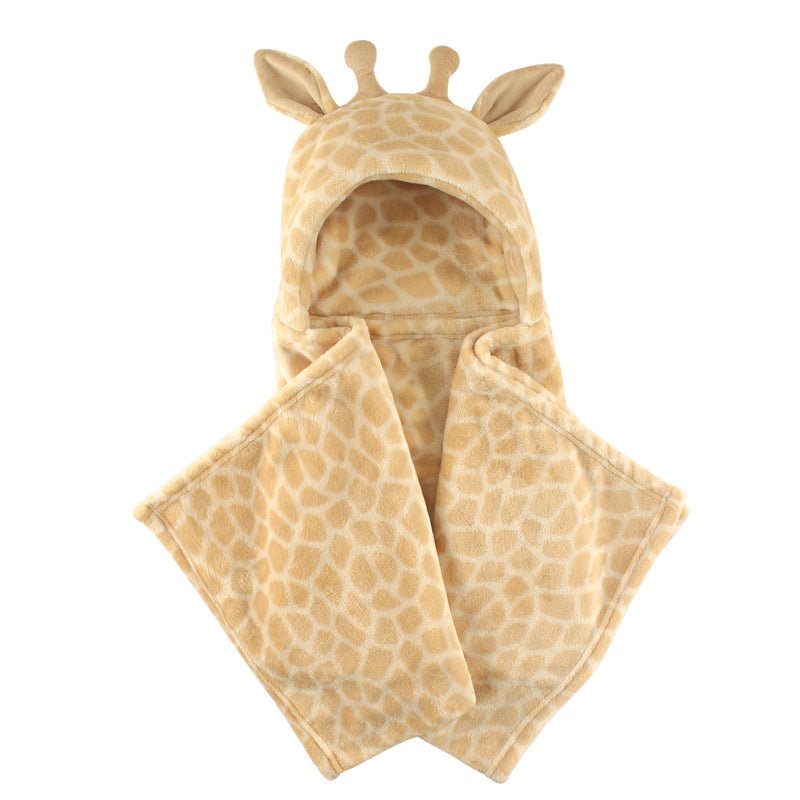 Hudson Baby Hooded Animal Face Plush Blanket, Giraffe