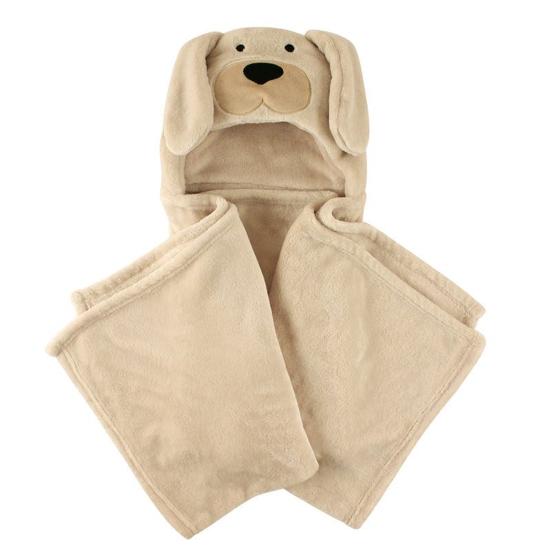 Hudson Baby Hooded Animal Face Plush Blanket, Dog