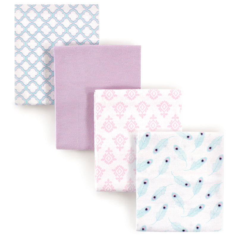 Hudson Baby Cotton Flannel Receiving Blankets, Peacock