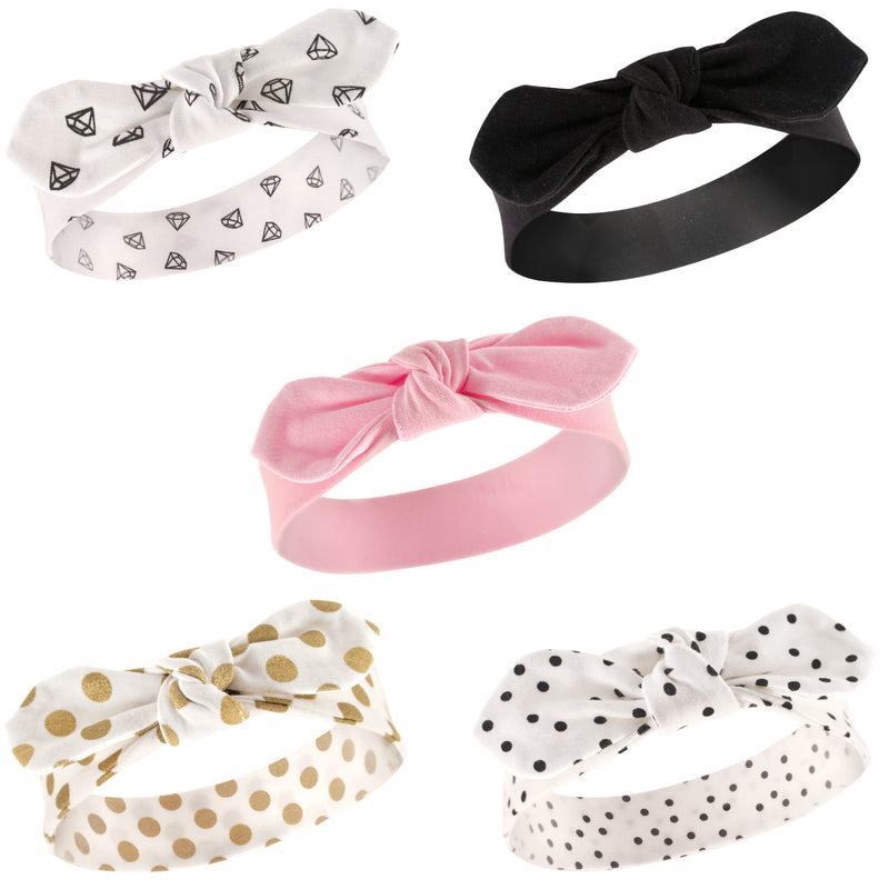 Hudson Baby Cotton and Synthetic Headbands, Gold Dot