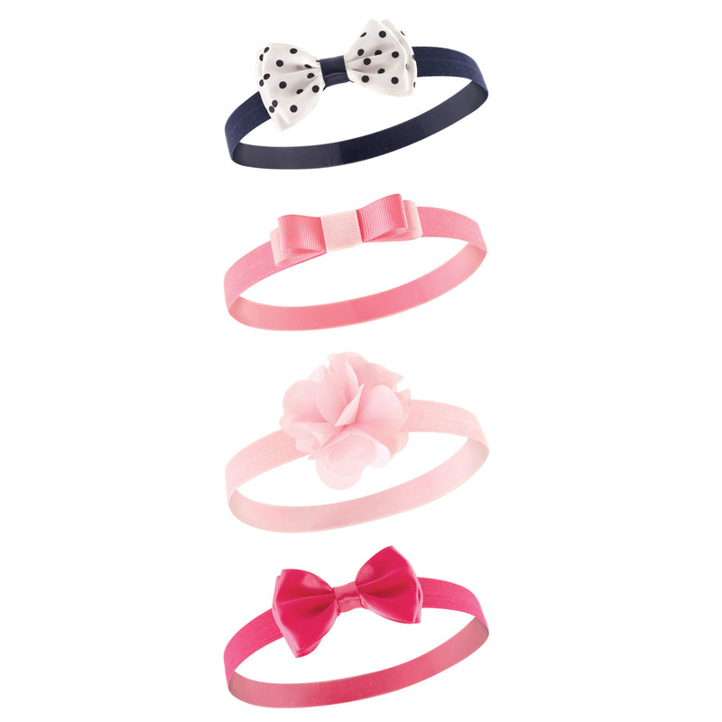 Hudson Baby Cotton and Synthetic Headbands, Navy Pink Flower