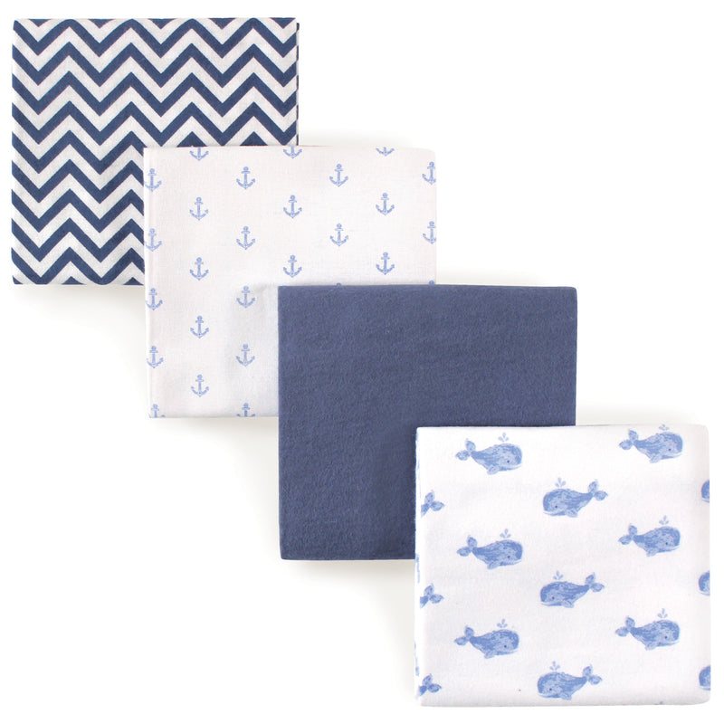 Hudson Baby Cotton Flannel Receiving Blankets, Whale