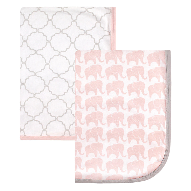 Hudson Baby Cotton Swaddle Blankets, Girl Elephant