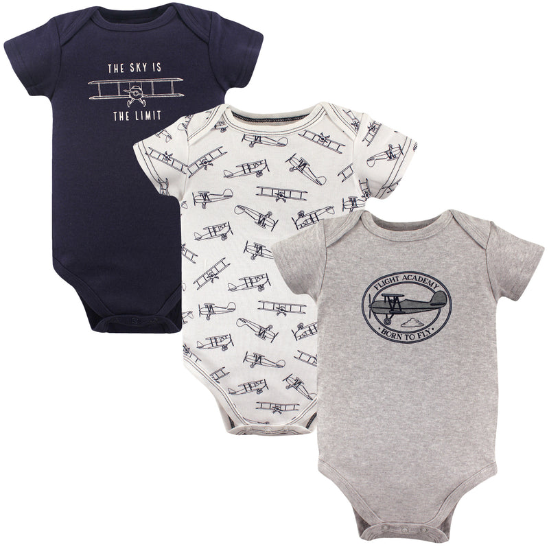 Hudson Baby Cotton Bodysuits, Aviation