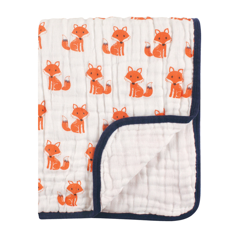 Hudson Baby Muslin Tranquility Quilt Blanket, Foxes