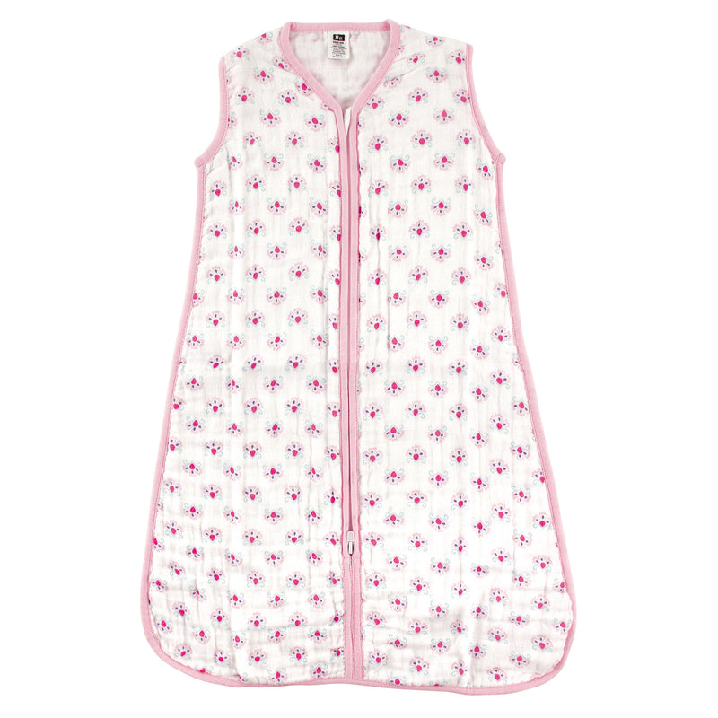 Hudson Baby Muslin Cotton Sleeveless Wearable Sleeping Bag, Sack, Blanket, Flower