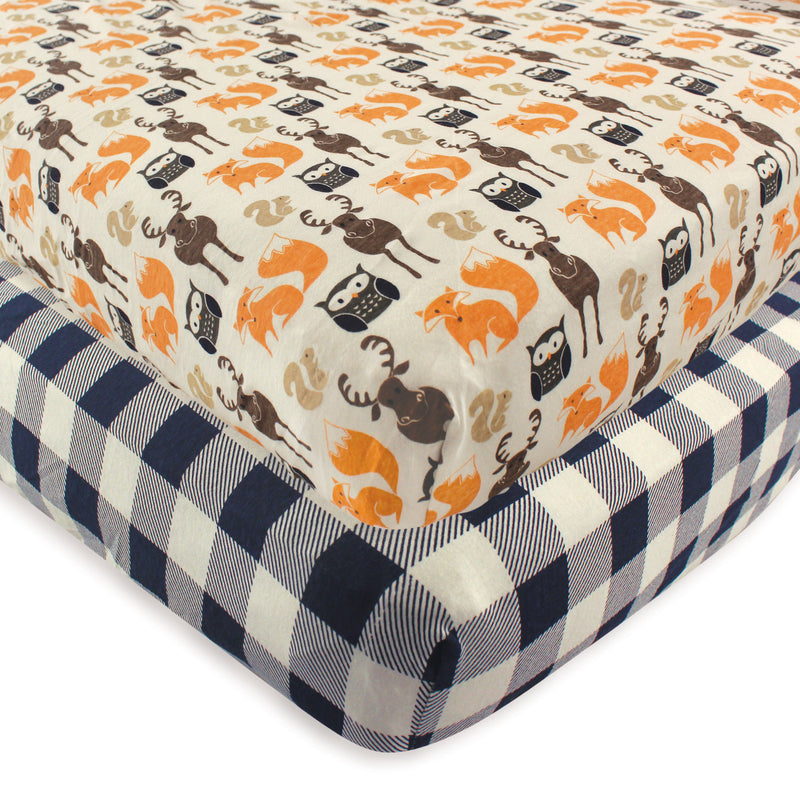 Hudson Baby Cotton Fitted Crib Sheet, Forest