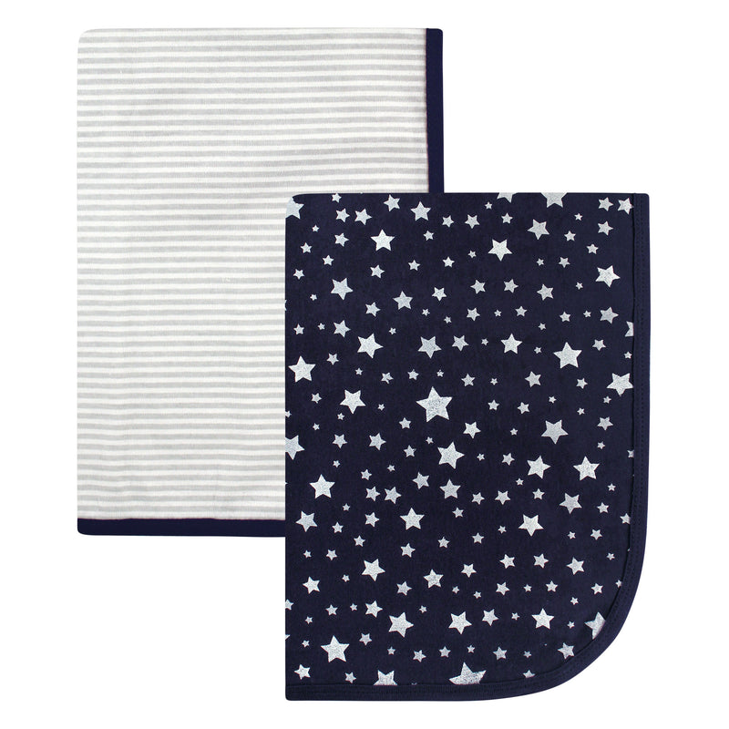 Hudson Baby Cotton Swaddle Blankets, Silver Star
