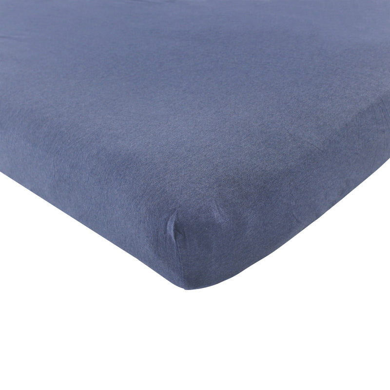 Hudson Baby Cotton Fitted Crib Sheet, Heather Navy