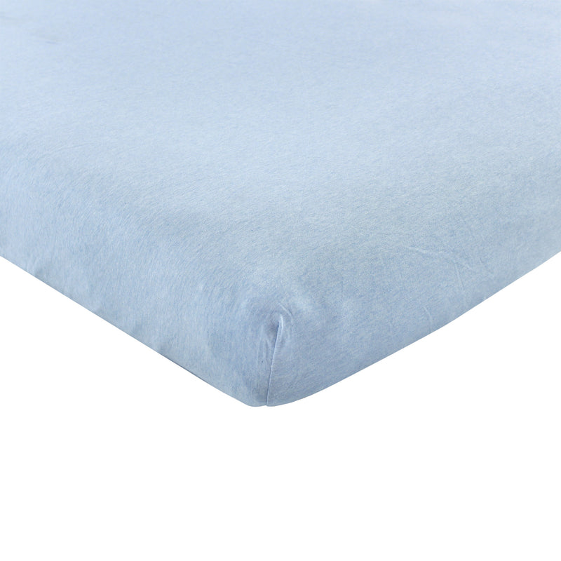 Hudson Baby Cotton Fitted Crib Sheet, Heather Light Blue