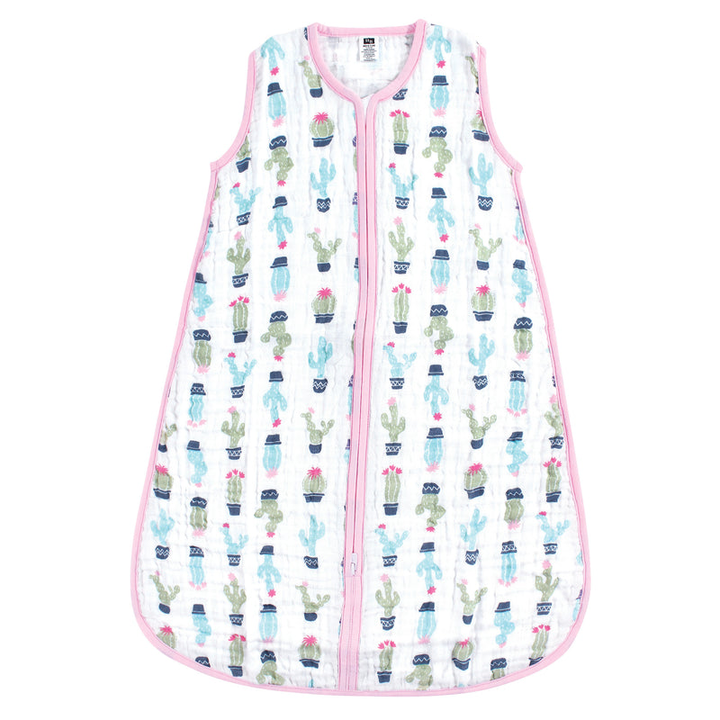 Hudson Baby Muslin Cotton Sleeveless Wearable Sleeping Bag, Sack, Blanket, Girl Cactus