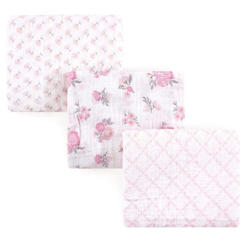 Hudson Baby Cotton Muslin Swaddle Blankets, Pastel Floral