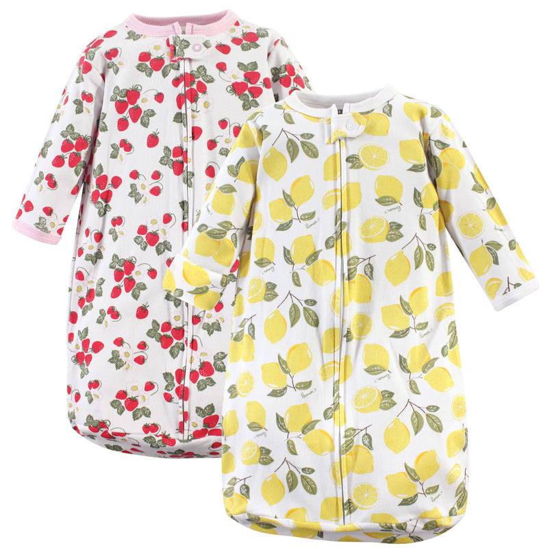 Hudson Baby Cotton Long-Sleeve Wearable Sleeping Bag, Sack, Blanket, Strawberry Lemon