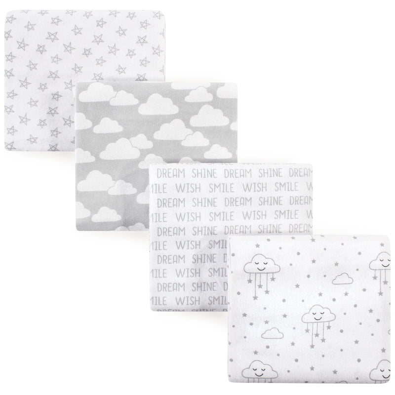Hudson Baby Cotton Flannel Receiving Blankets, Gray Clouds