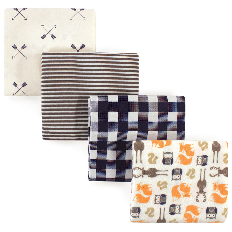Hudson Baby Cotton Flannel Receiving Blankets, Forest