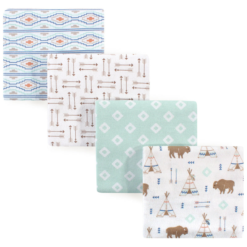 Hudson Baby Cotton Flannel Receiving Blankets, Teepee