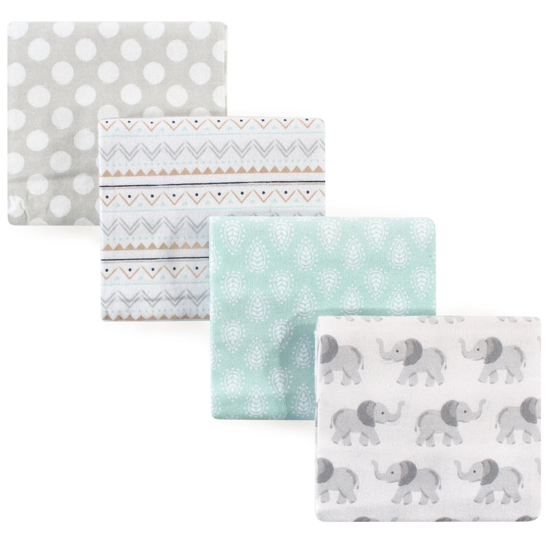 Hudson Baby Cotton Flannel Receiving Blankets, Gray Elephant