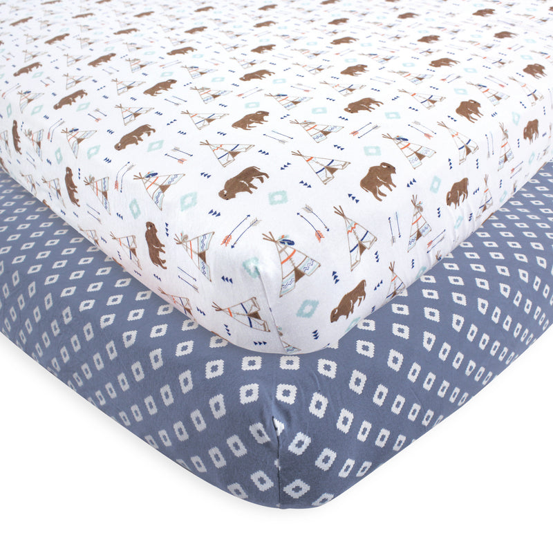 Hudson Baby Cotton Fitted Crib Sheet, Teepee