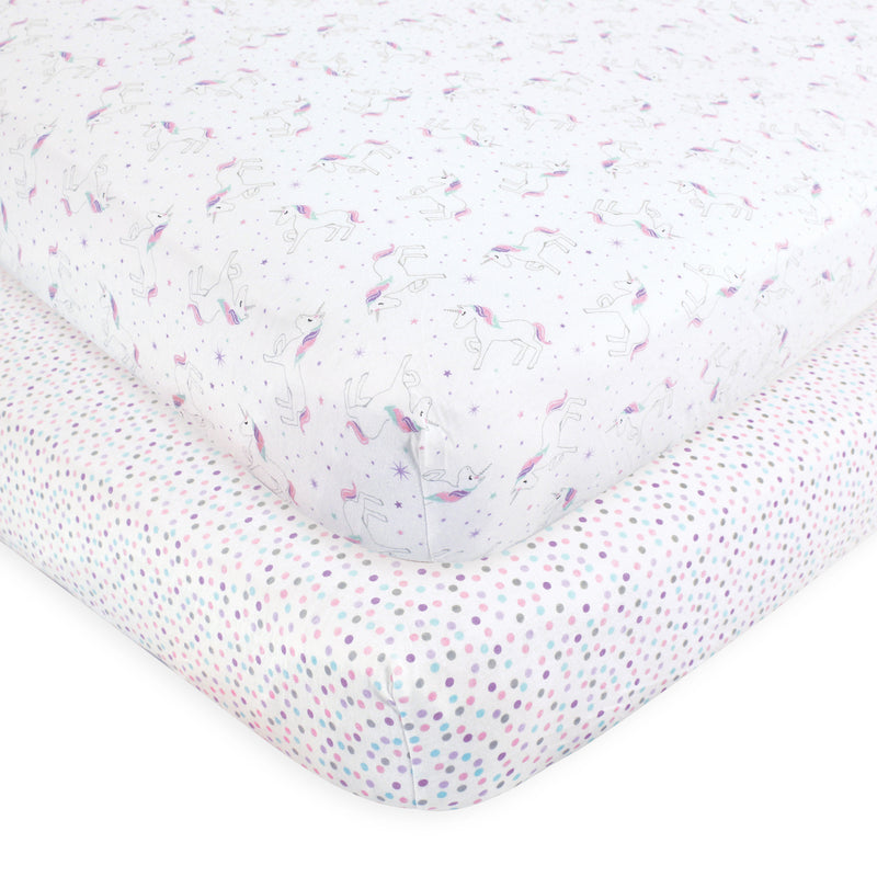 Hudson Baby Cotton Fitted Crib Sheet, Magical Unicorn