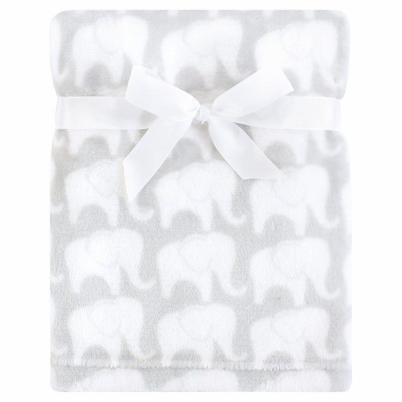 Hudson Baby Silky Plush Blanket, Gray Elephant