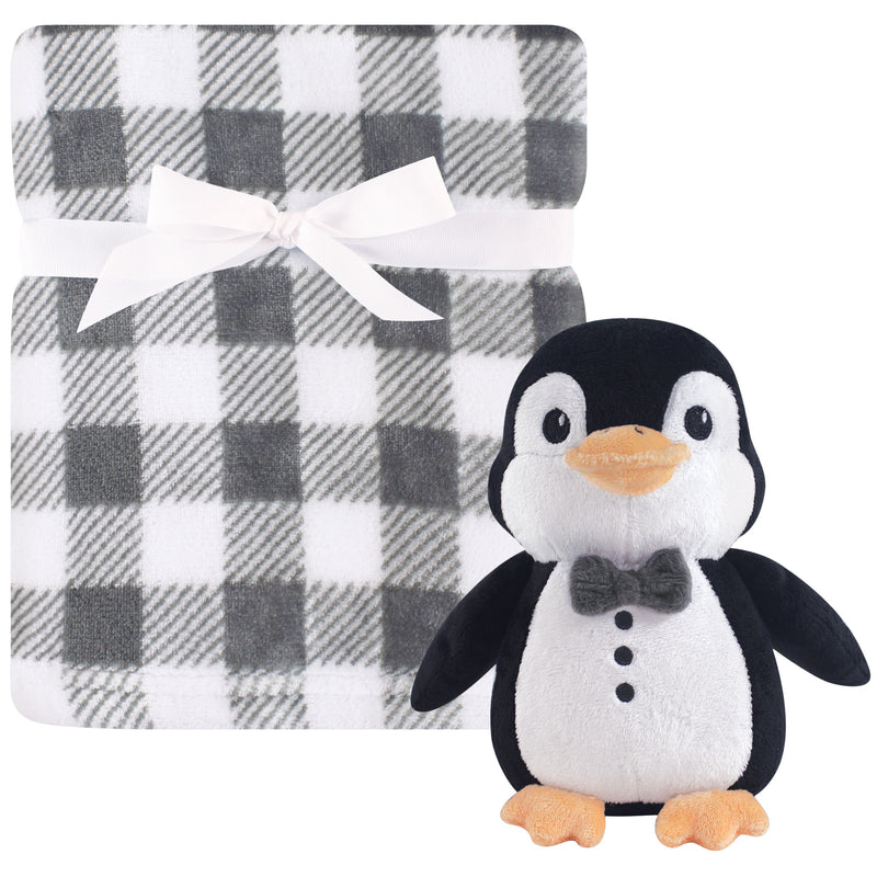 Hudson Baby Plush Blanket with Toy, Mr. Penguin