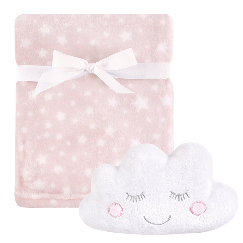 Hudson Baby Plush Blanket with Toy, Pink Cloud