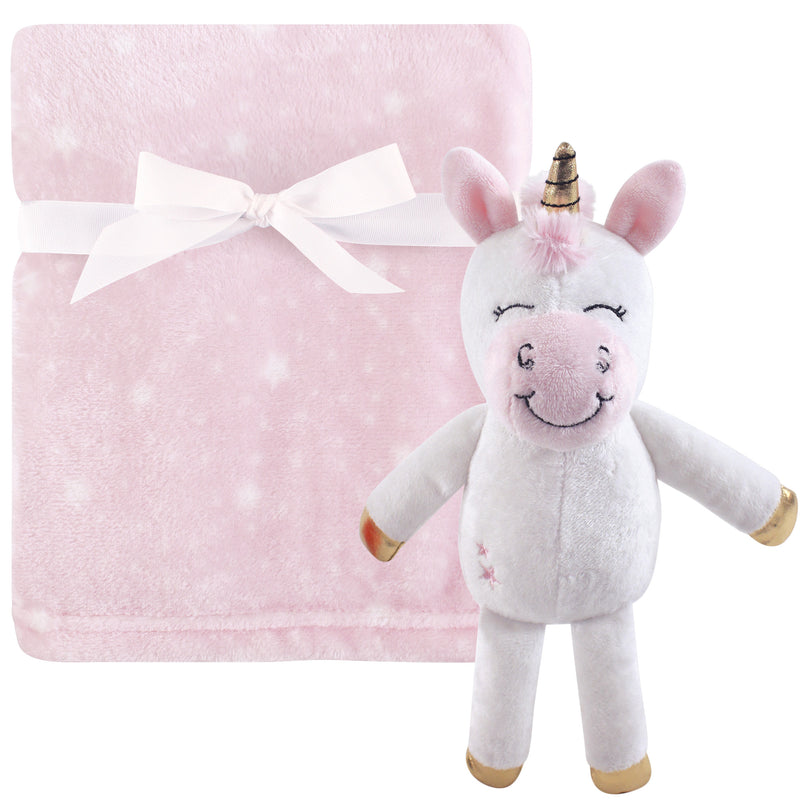 Hudson Baby Plush Blanket with Toy, Pink Unicorn Toy