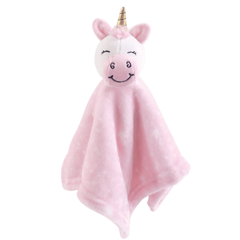 Hudson Baby Animal Face Security Blanket, Pink Unicorn