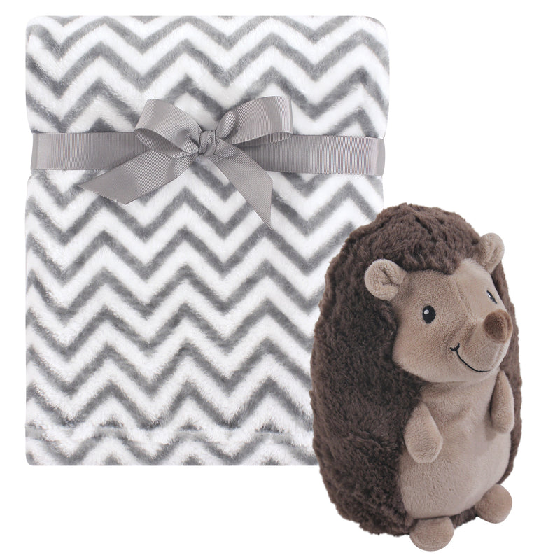 Hudson Baby Plush Blanket with Toy, Hedgehog