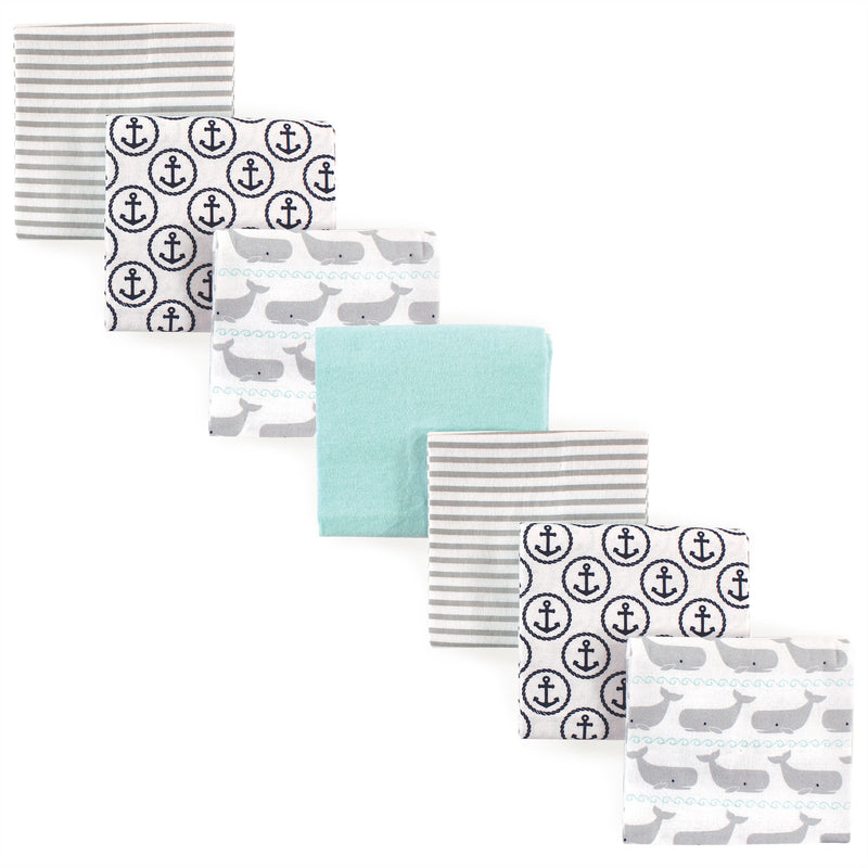 Hudson Baby Cotton Flannel Receiving Blankets Bundle, Gray Whale