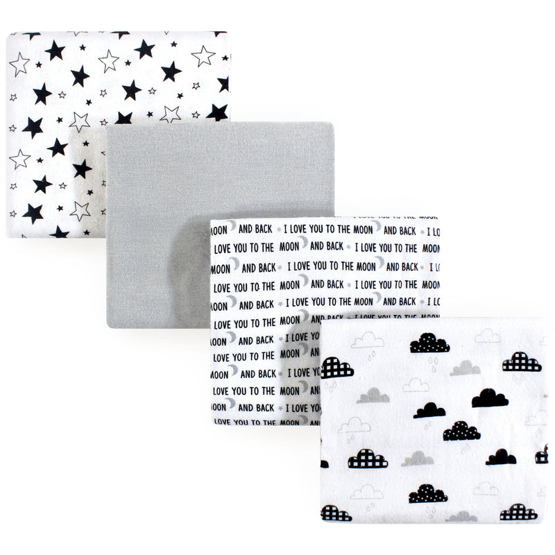 Hudson Baby Cotton Flannel Receiving Blankets, Moon And Back