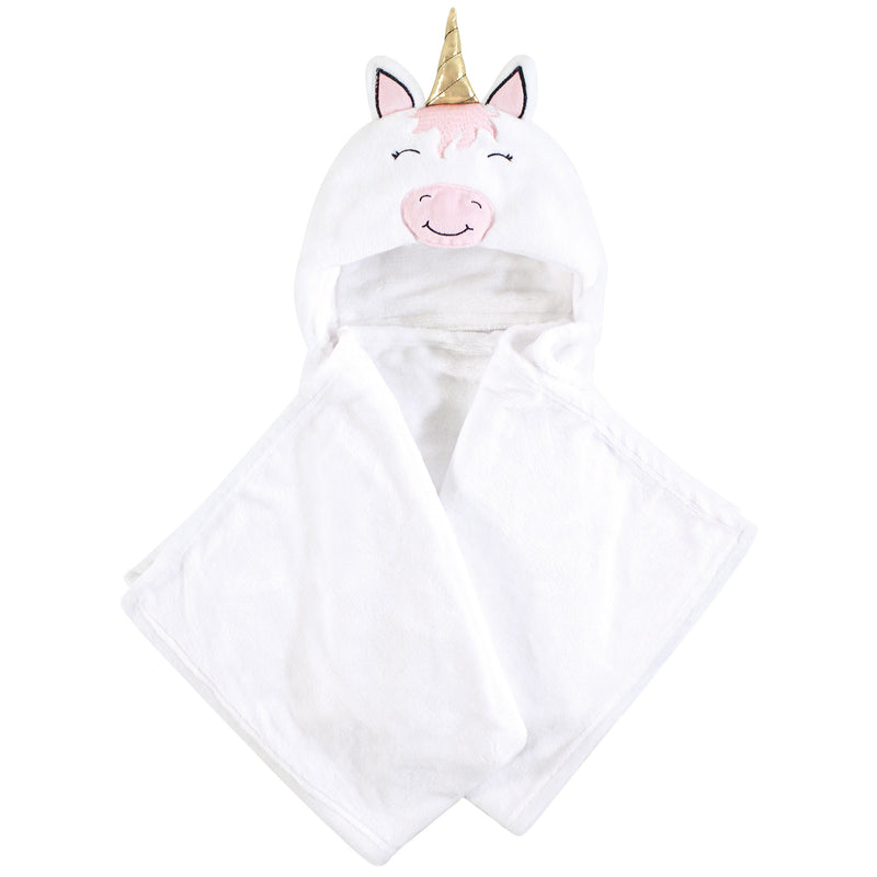 Hudson Baby Hooded Animal Face Plush Blanket, Modern Unicorn