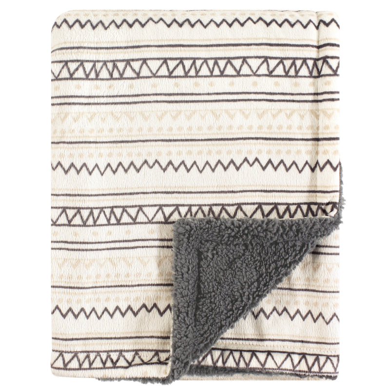 Hudson Baby Plush Blanket with Sherpa Back, Aztec