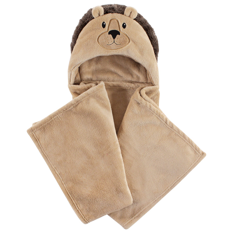 Hudson Baby Hooded Animal Face Plush Blanket, Lion
