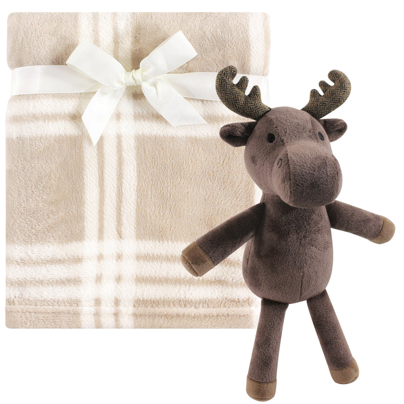 Hudson Baby Plush Blanket with Toy, Modern Moose
