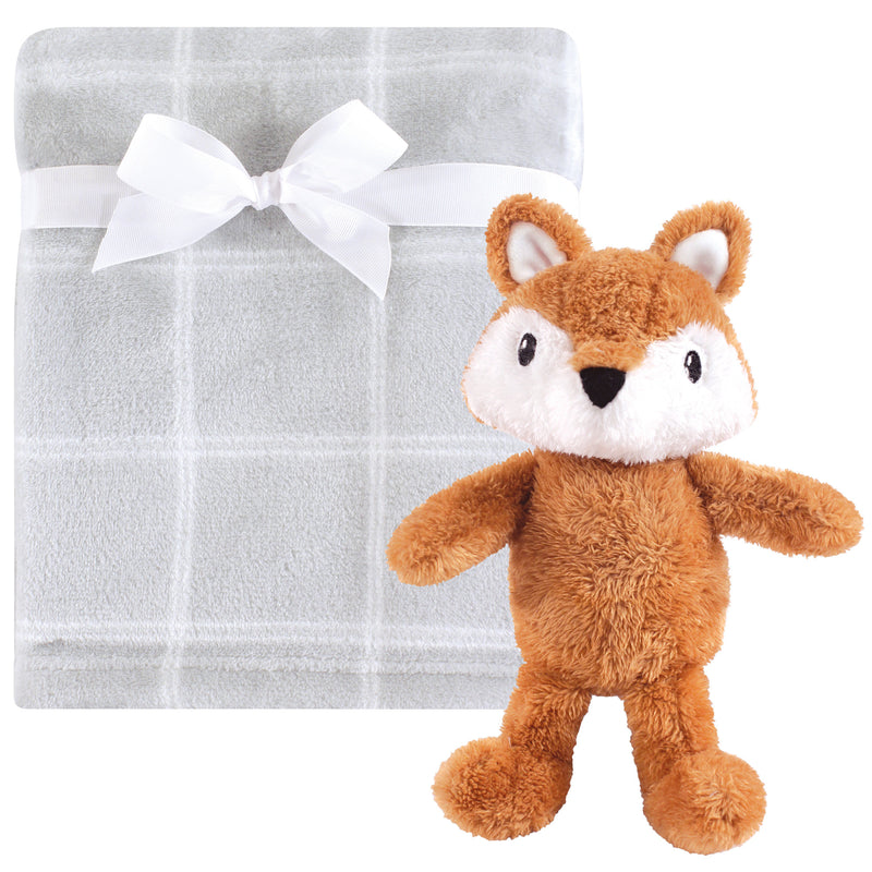 Hudson Baby Plush Blanket with Toy, Snuggly Fox