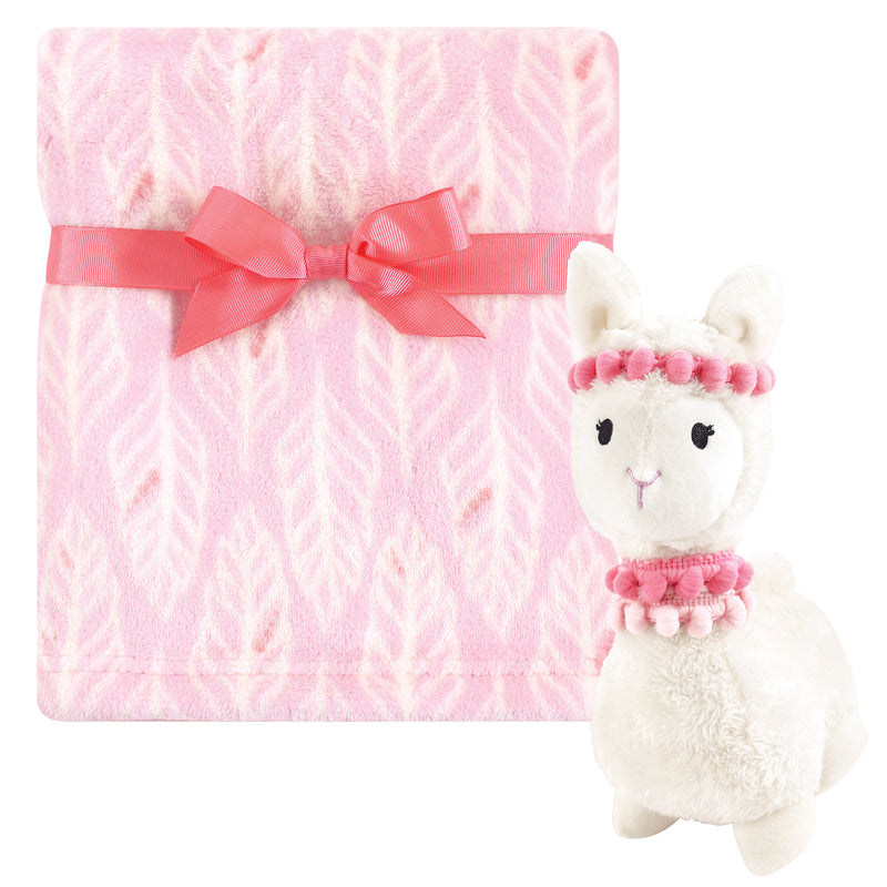 Hudson Baby Plush Blanket with Toy, Llama