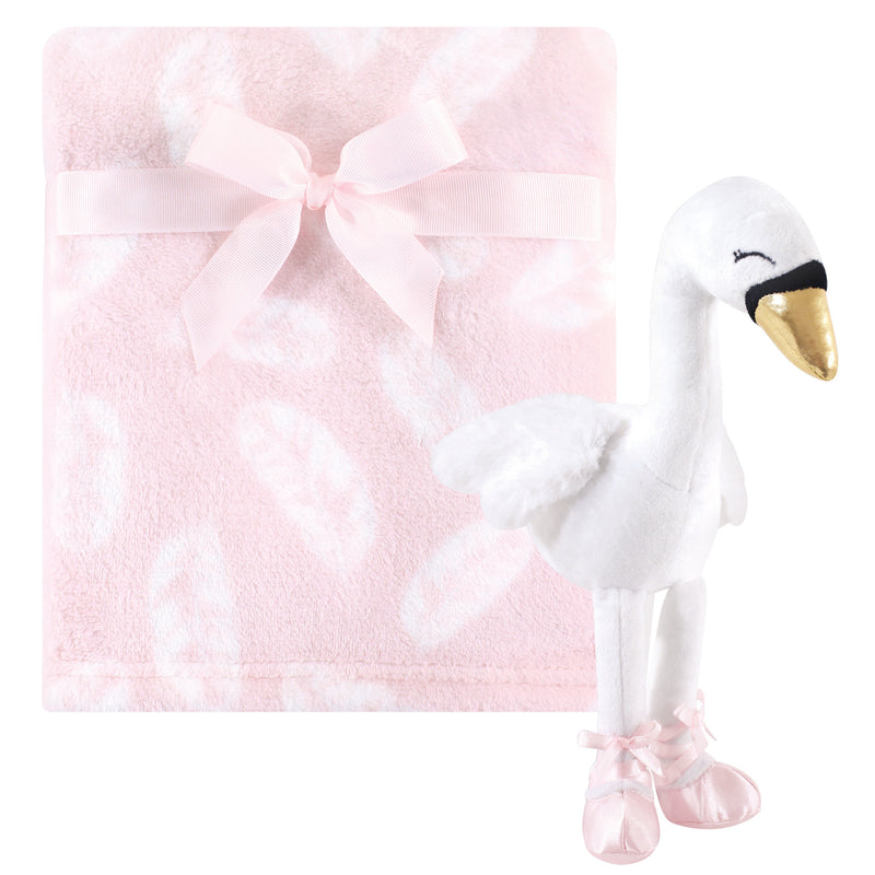 Hudson Baby Plush Blanket with Toy, Swan