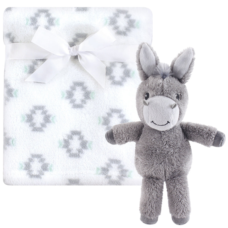 Hudson Baby Plush Blanket with Toy, Snuggly Donkey