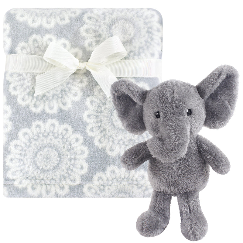 Hudson Baby Plush Blanket with Toy, Snuggly Elephant