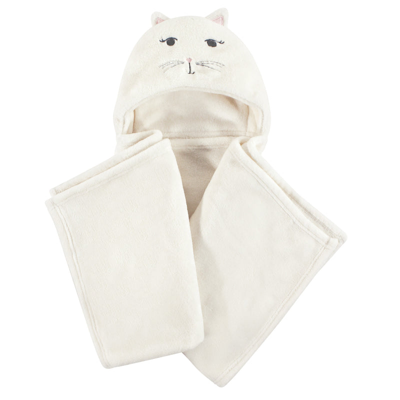Hudson Baby Hooded Animal Face Plush Blanket, Kitty