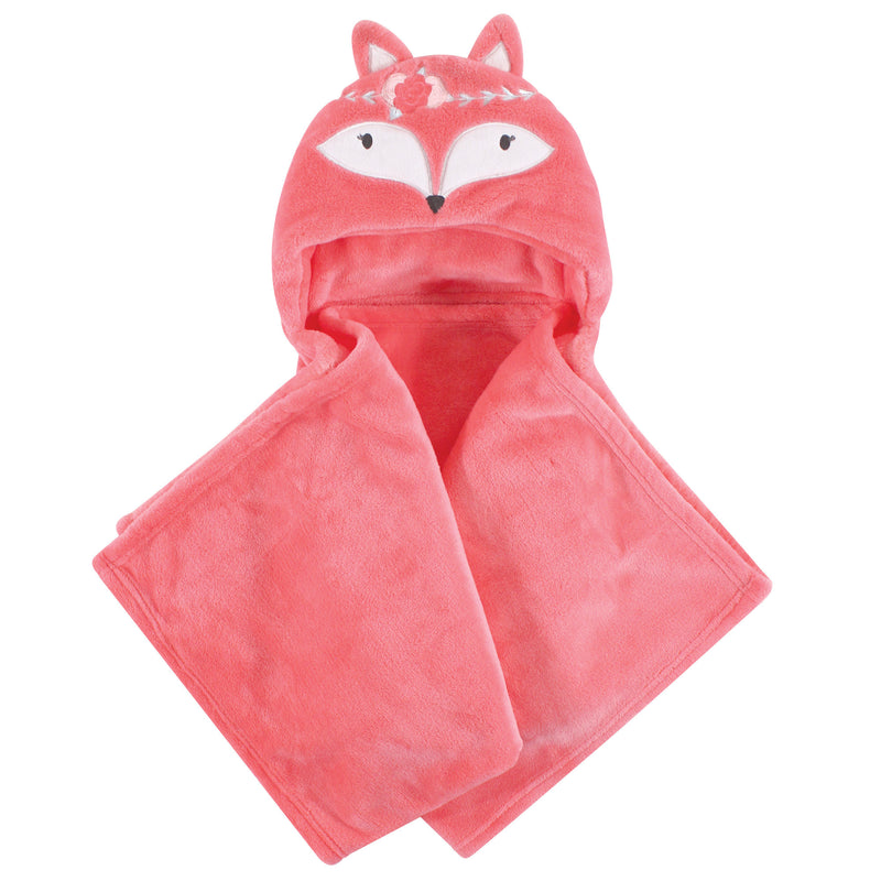Hudson Baby Hooded Animal Face Plush Blanket, Boho Fox
