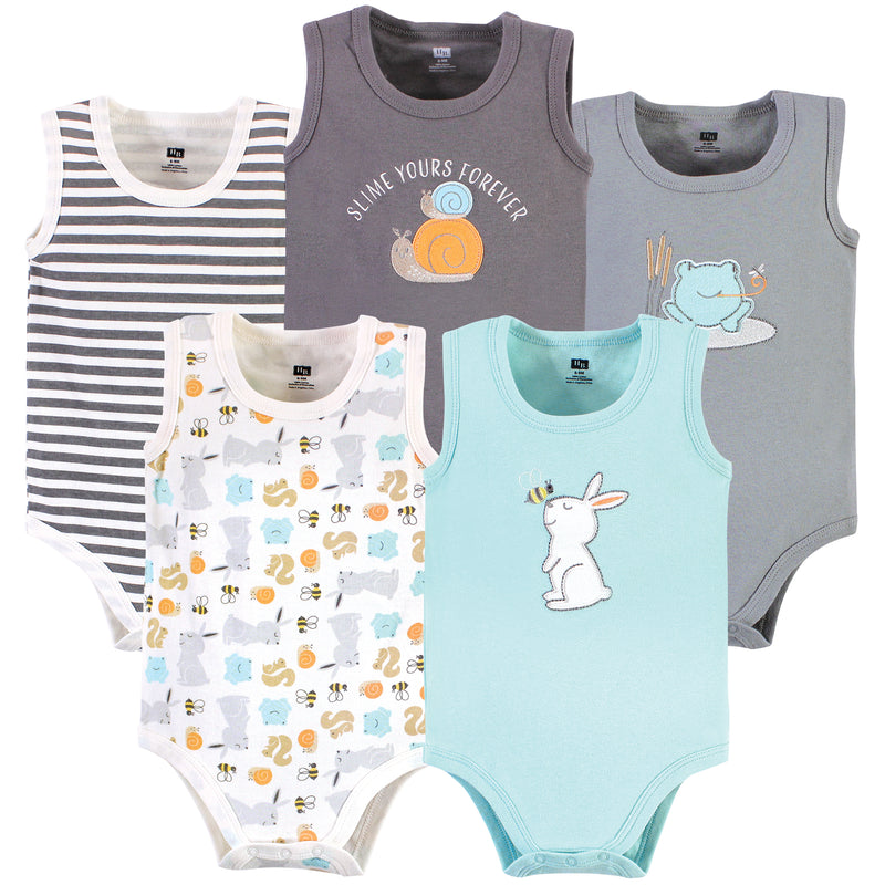 Hudson Baby Cotton Sleeveless Bodysuits, Bunny And Bee