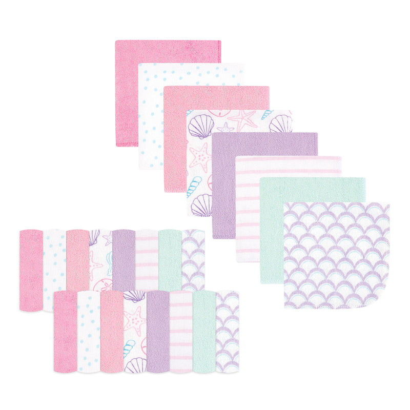 Hudson Baby Rayon from Bamboo Washcloth Bundle, Sea Shells